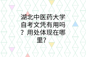湖北中医药大学自考文凭有用吗?用处体现在哪里?