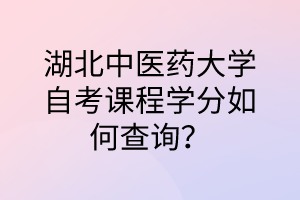 湖北中医药大学自考课程学分如何查询?